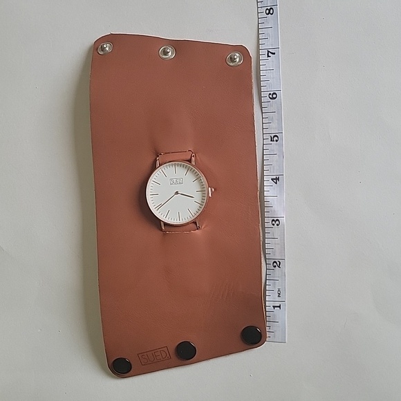 Handcrafted Statement Cuff Watch, 100% Leather +beaded basket for storage. - Picture 9 of 17